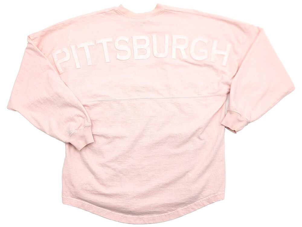 Spirit Jersey Pink Pittsburgh Glitter Logo Long Sleeve Pull Over Shirt Size S